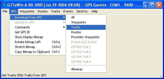 G7ToWin: GPS - Download from GPS - Tracks