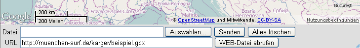 Track Viewer: Eingabe der URL