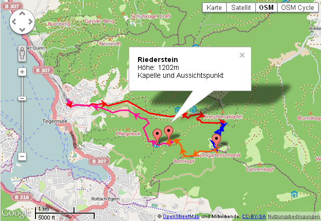 Kartenfenster mit TrackViewer-API erzeugt (Screenshot)